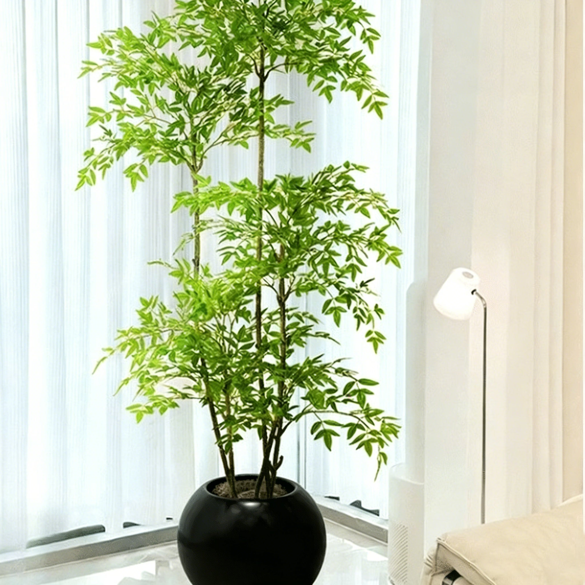 LOLLANDA Pot de fleurs sphérique, imitation bonsaï vert pour balcon, plante décorative en pot, ne convient pas à la plantation (30*24 cm) - 6