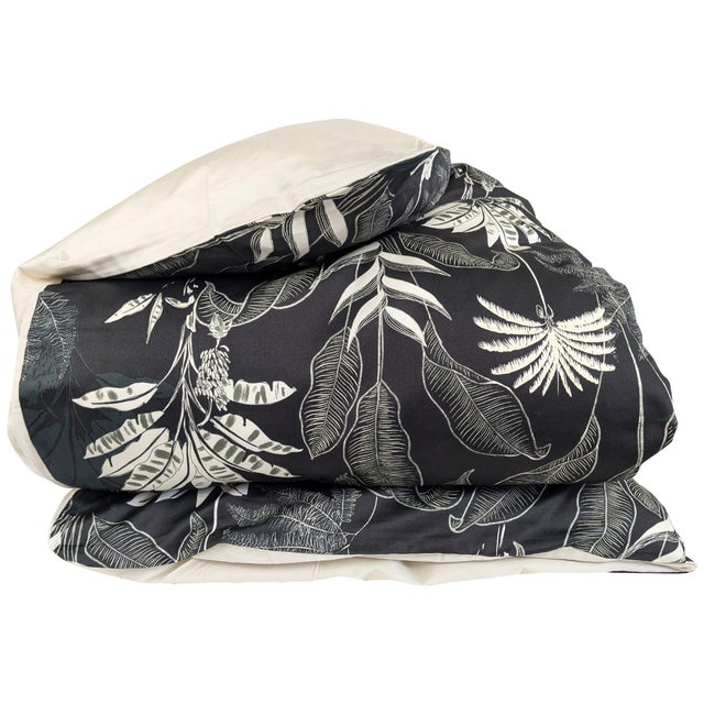 Housse de couette 240x220 cm satin de coton CAYENNE noir Ebène