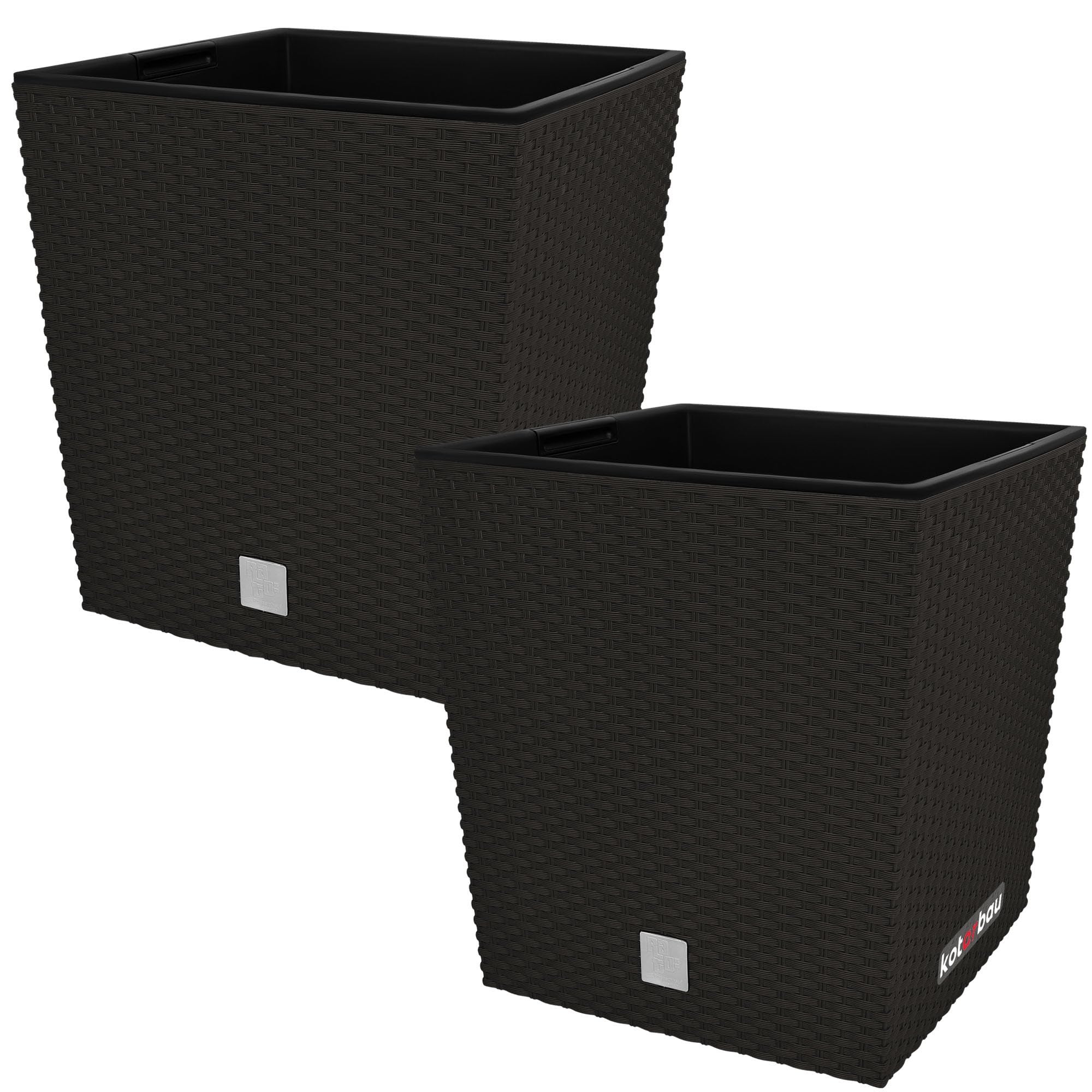 2x donica 15,8l ogrodowa balkonowa taras kwiaty doniczka rattan wkład ogród - KOTARBAU