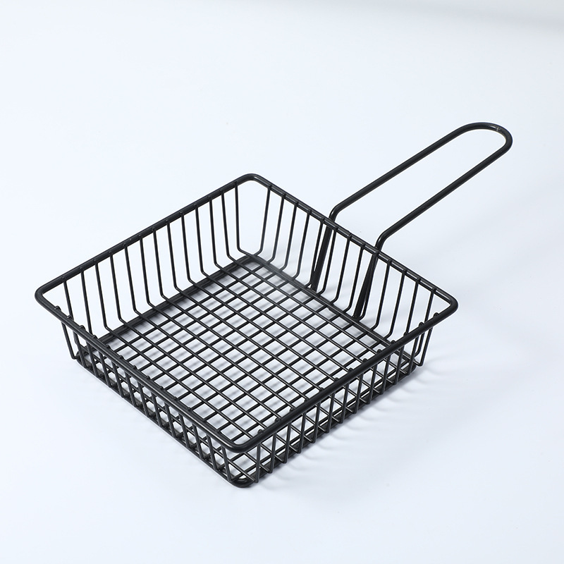 Mini panier de friture carré en fer électroplaqué, panier à frites et snacks style américain - 5