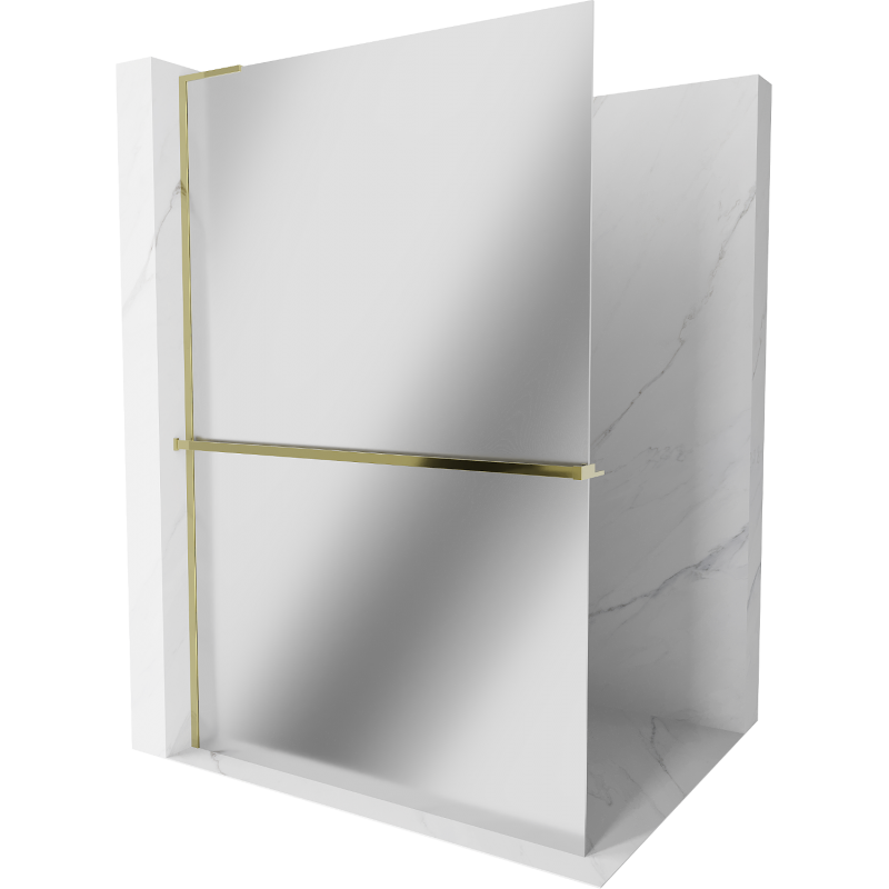 Mexen Kioto+ L ścianka prysznicowa z półką Walk-in 90 x 200 cm, lustro, złota - 800-090-123-50-50