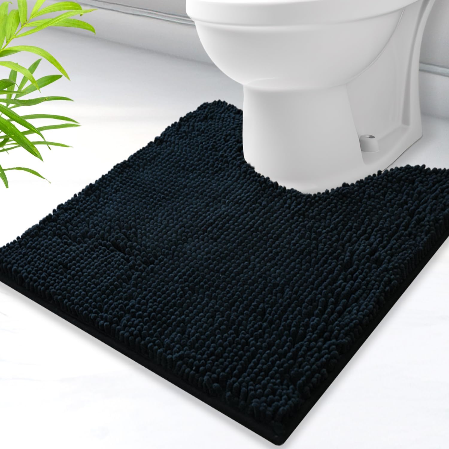 Abattant WC en U, tapis de bain en chenille super absorbant