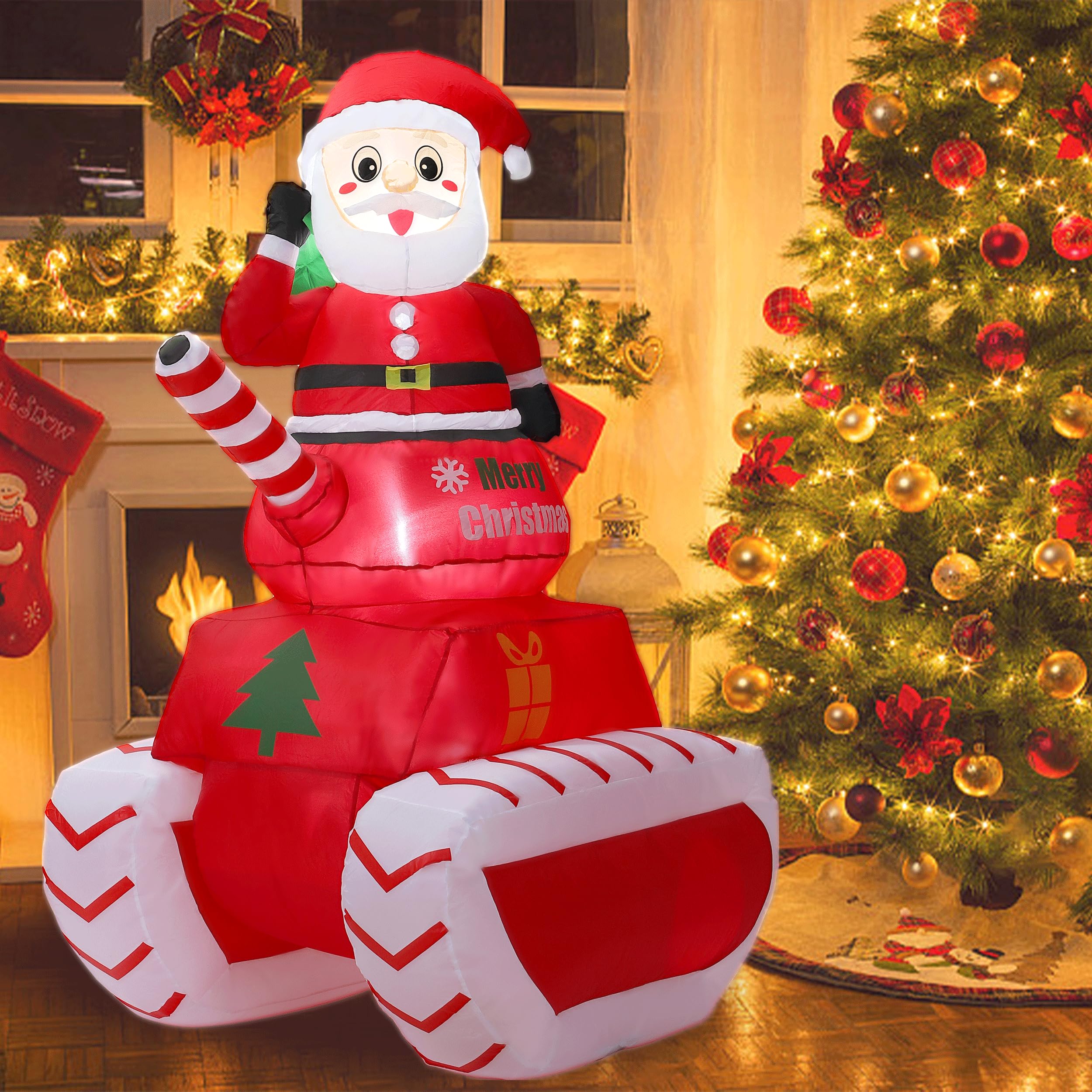 Decoraciones inflables navideñas, tanque inflable de Papá Noel de