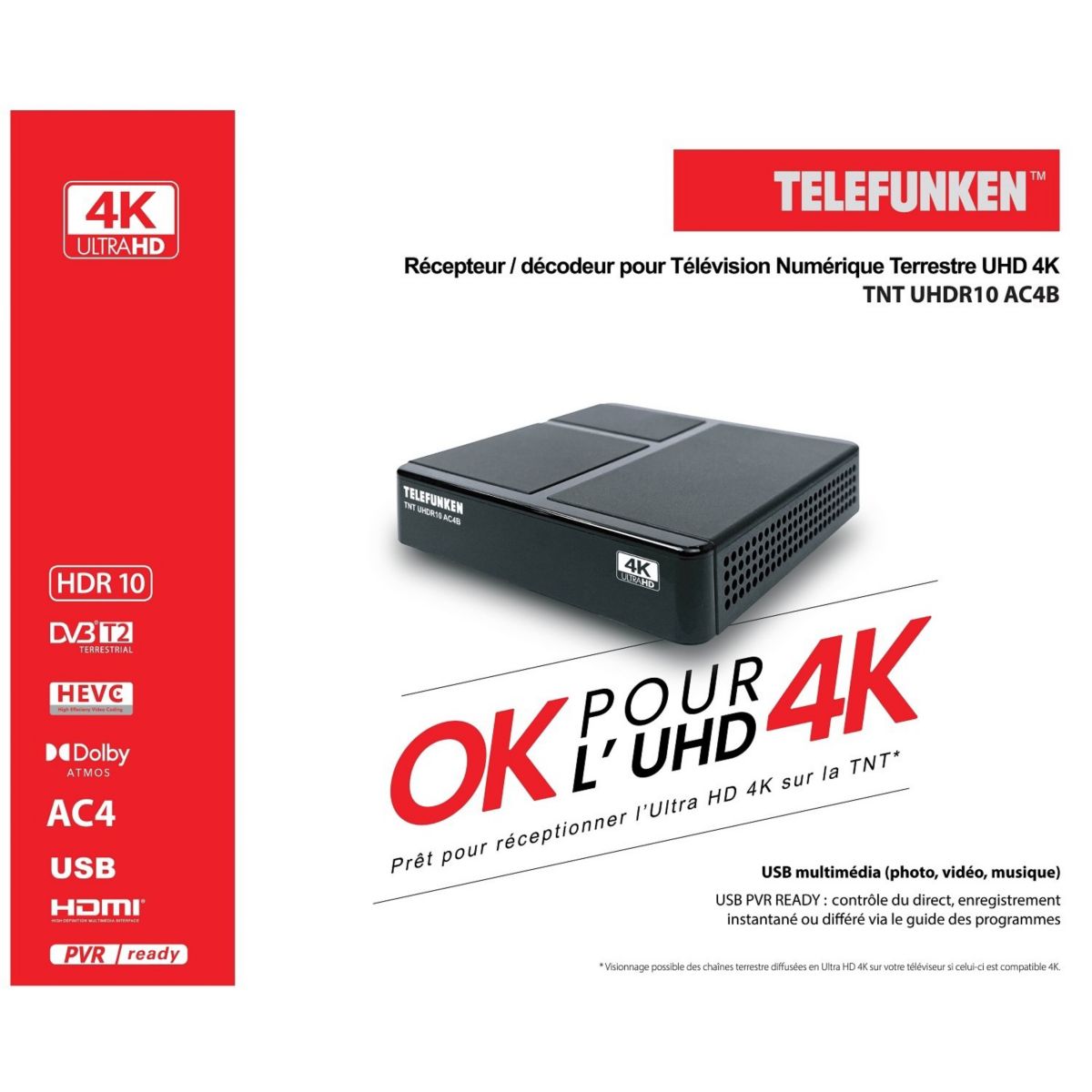 Décodeur TNT TELEFUNKEN TNT Ultra Haute Definition 4K - 2