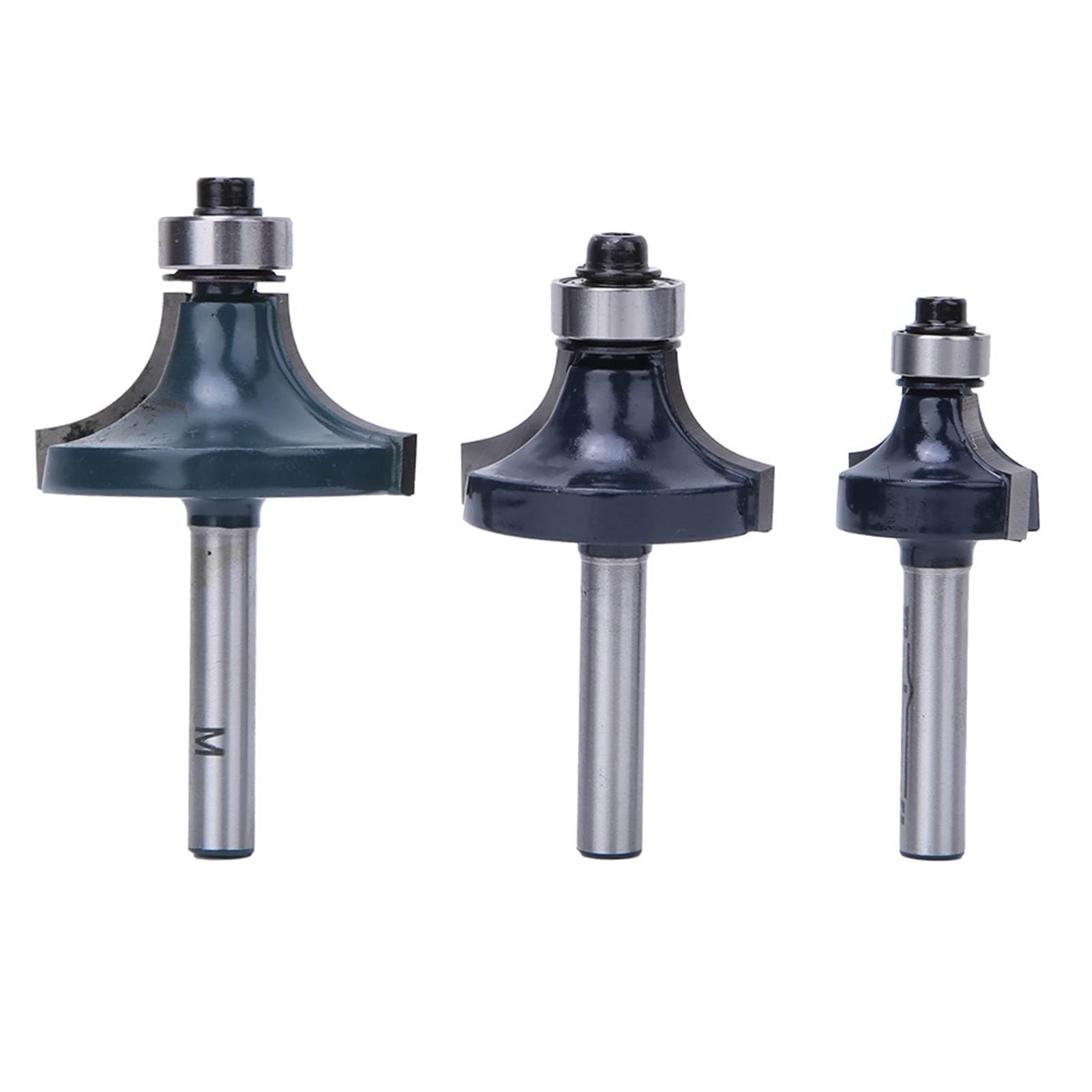 Juego De 3 Brocas Para Fresadora De Esquinas Redondeadas – Vástago 1/4" – Cortador De Fresado Con Rodamiento Para Carpintería – Aleación YG8