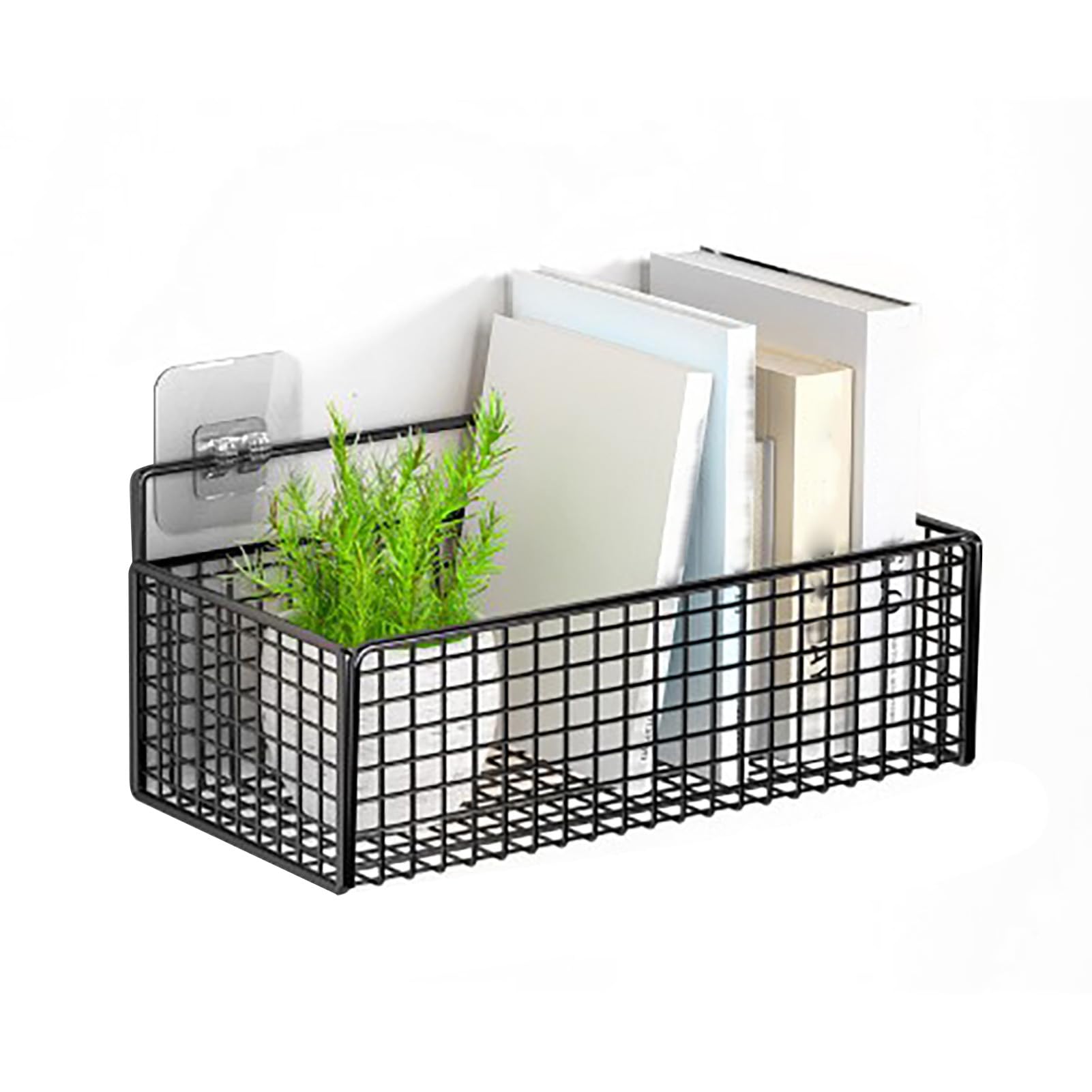 Panier De Rangement Suspendu Métallique Noir - Étagère Chevet Cuisine Bureau Salle De Bain 38x12.5x18cm