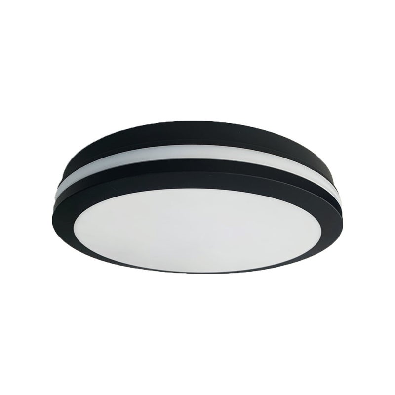 Plafon Marlon okrągły czarno-biały LED 12W 4000K 850lm/1600lm wym: 5,2 x 18 cm IP54 tworzywo sztuczne Eko-Light