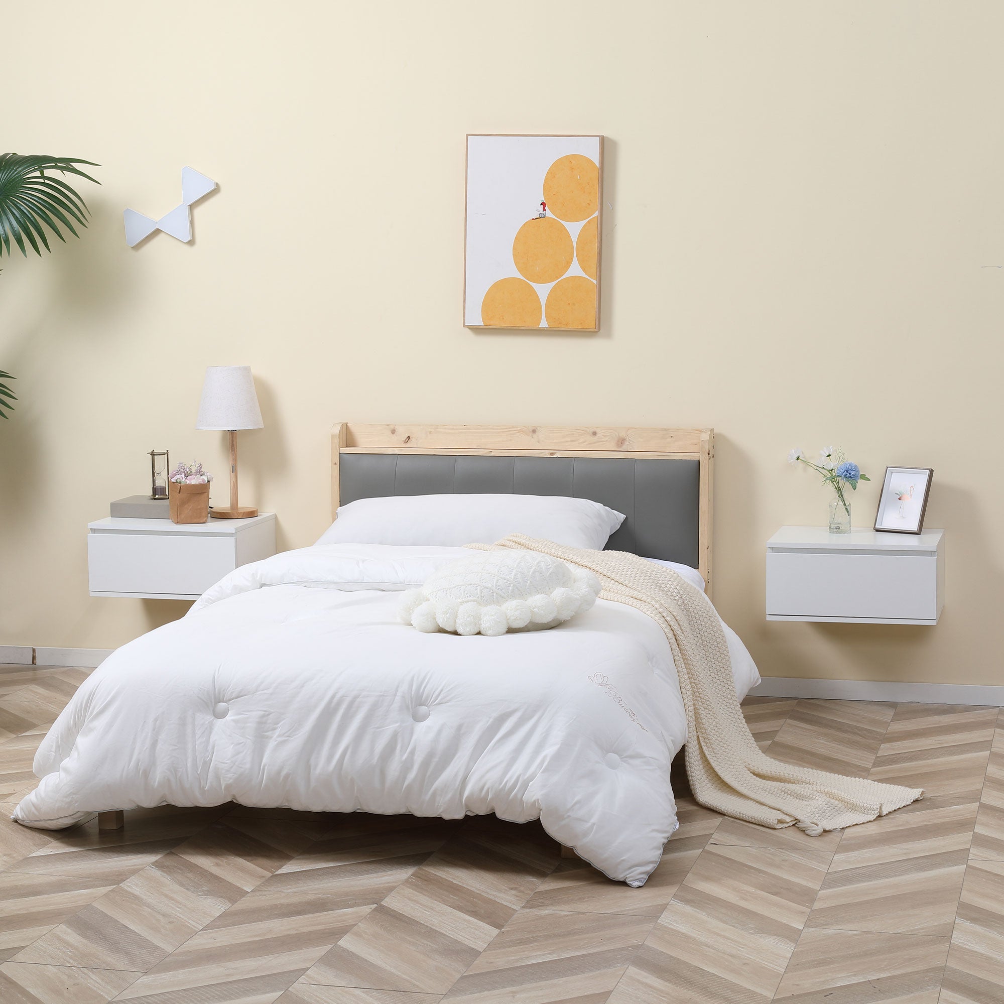 HOMCOM Comodino Set 2 Pezzi con Cassetto e Design Sospeso per Camera da Letto e Soggiorno, in Truciolato e MDF, 49x38x23 cm, Bianco - 2