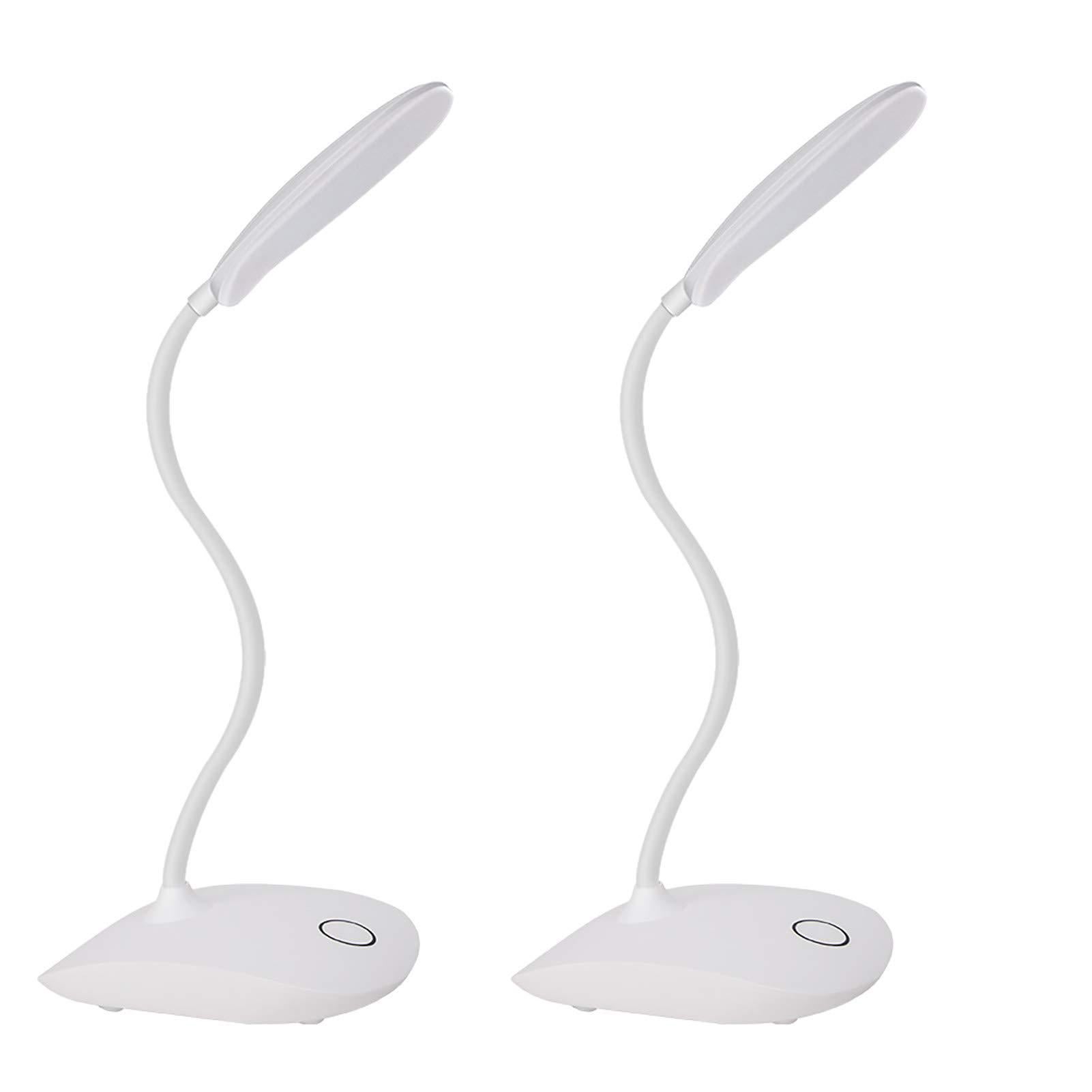 Lampa biurkowa LED, lampa stołowa na baterie z elastyczną gęsią szyją, 3 poziomy jasności, sterowanie dotykowe 5 W, kompaktowa przenośna lampa do