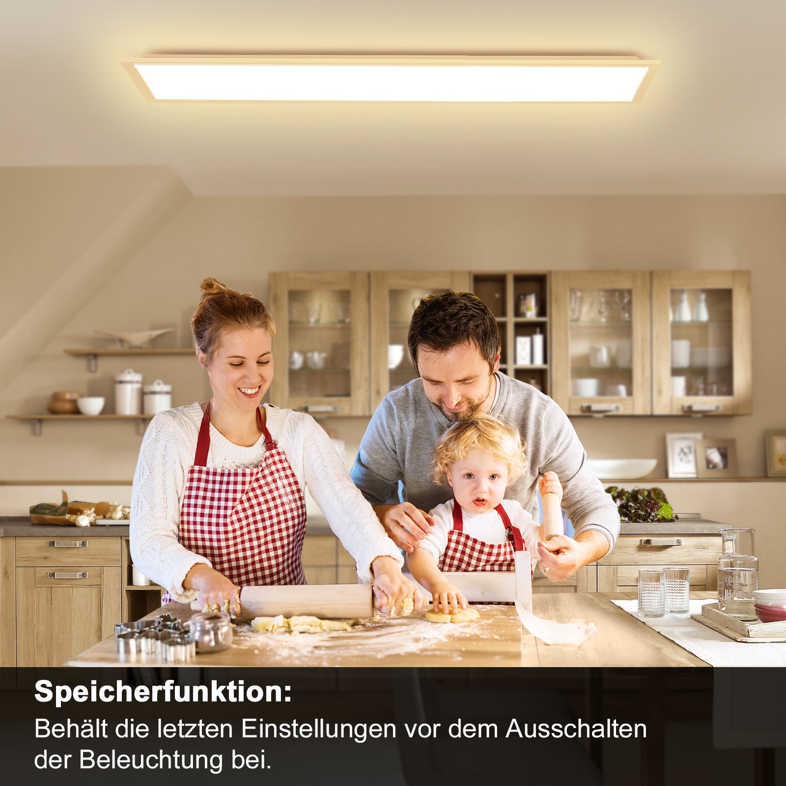LOVHAUS Plafonnier LED 100x25CM avec Télécommande, LED Panel 30W 3300LM, Lumière Réglable, Fonction Mémoire, 3000K-6500K - 4