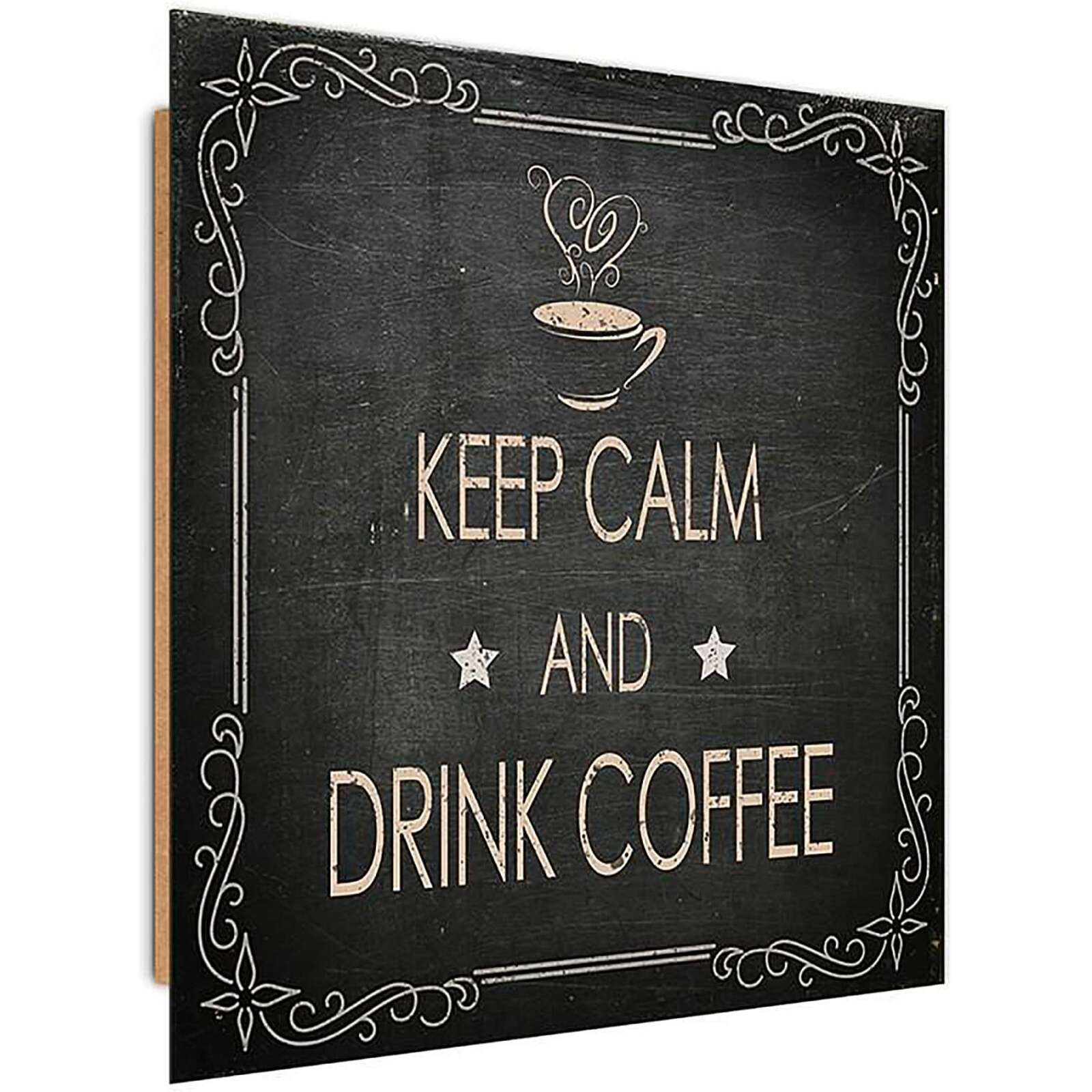 Tableau bois rester calme - 90 x 90 cm - 2