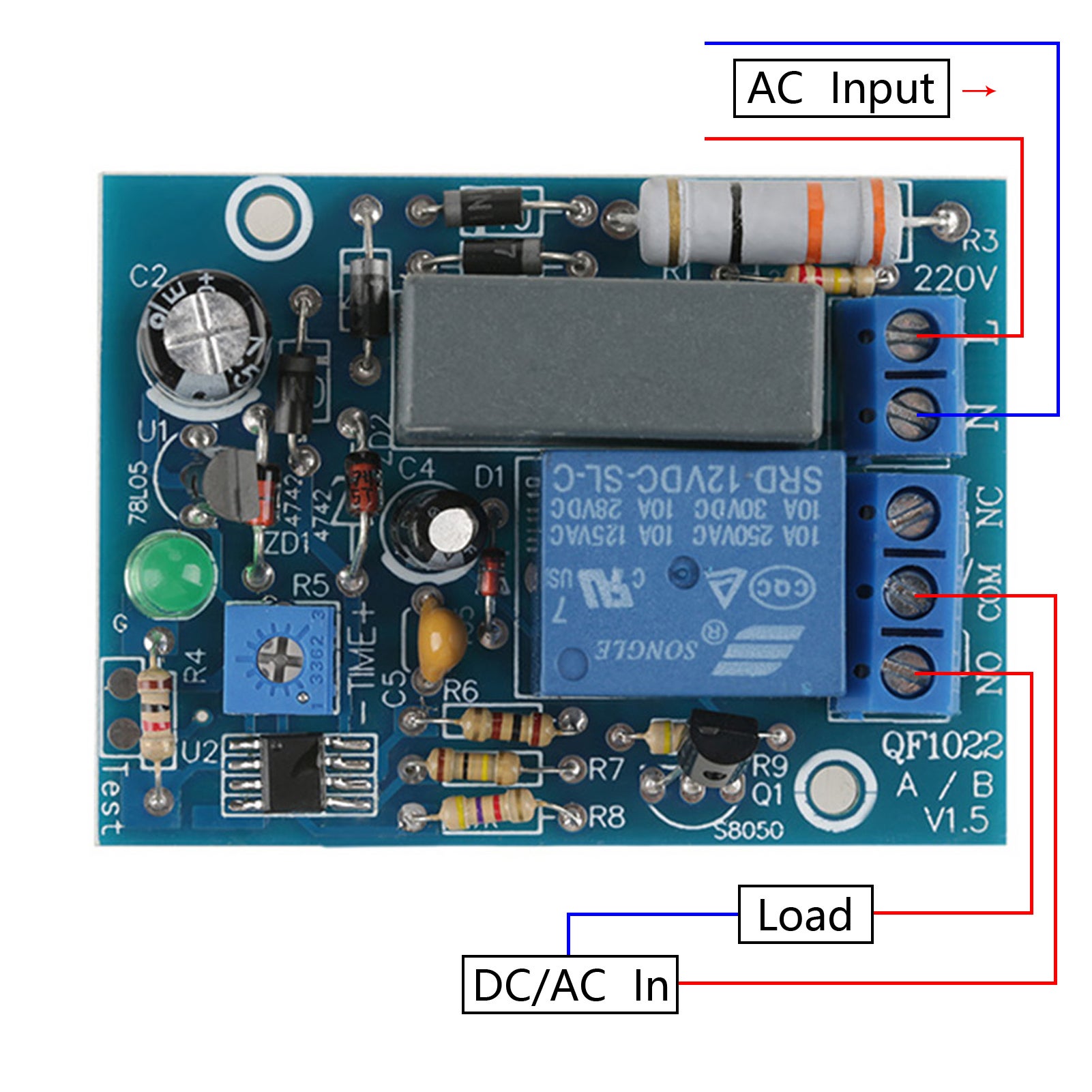 Modulo relè di spegnimento con timer regolabile da 220 V CA (carico da 0 a 10 ore) - 7