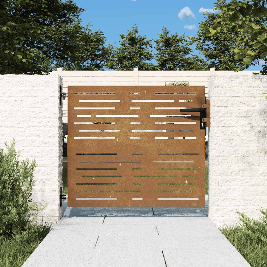 Vidaxl Puerta De Jardín Acero Corten Diseño Cuadrado 85X100 Cm Marrón , Leroy Merlin