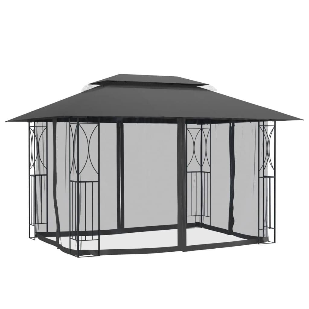 Gazebo con Pareti Laterali Antracite 400x300x270 cm Acciaio vidaXL - 4
