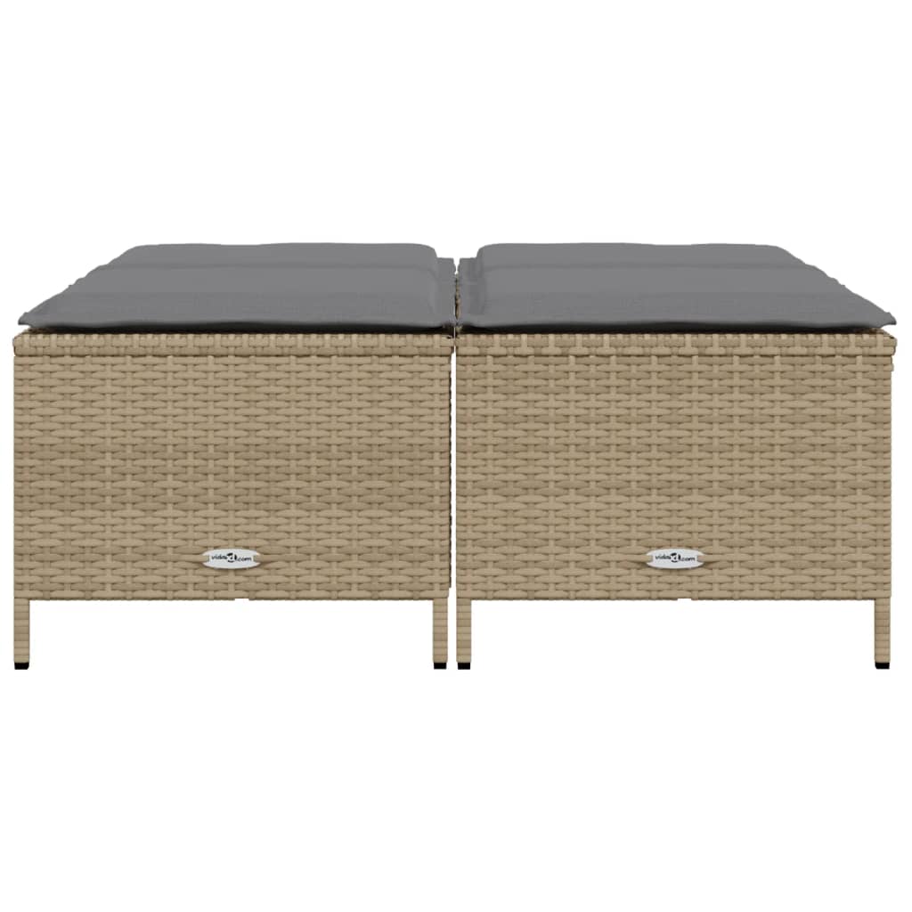 Maison Exclusive - Bancos de jardim com almofadões 4 pcs vime PE bege - 3