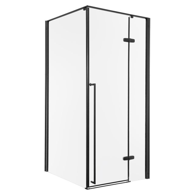 Kabina prysznicowa Long 80x90 BL szkło 6 mm czarny profil (bok z drzwiami 80 cm) KERRA