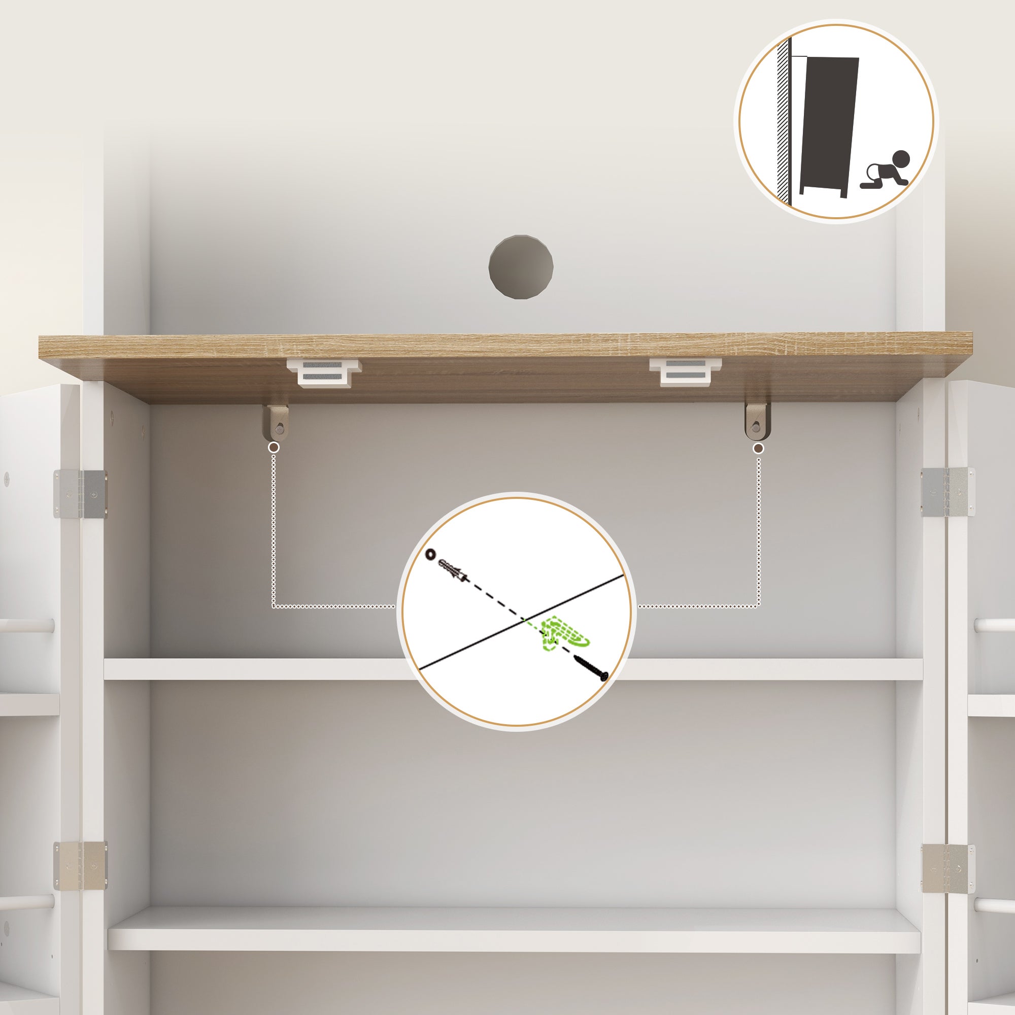 Alacena de Cocina HOMCOM Melamina de Madera Blanco 60x35x169 cm - 4
