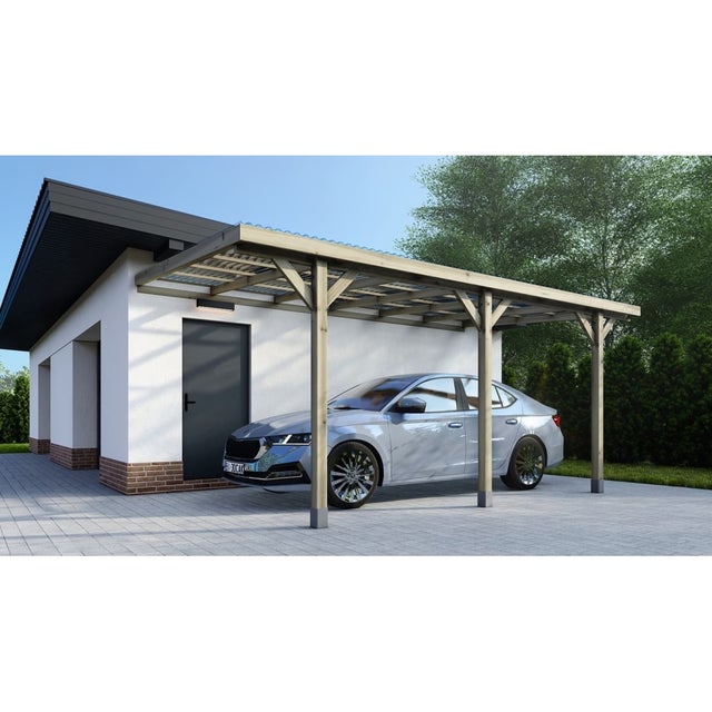 Carport, abri de voiture 3x5.24 m - 15 m2 - couverture PVC&nbsp; - CAR7-2PVCTR - ALTANKA