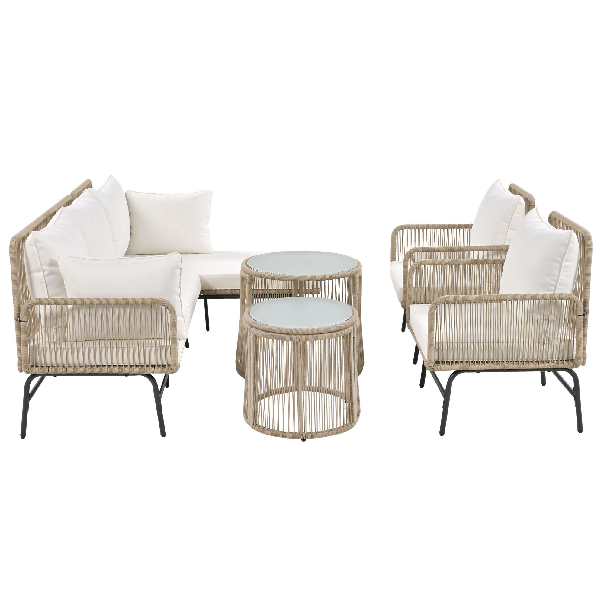 Salon bas de jardin en Métal Beige 4 personnes - 3