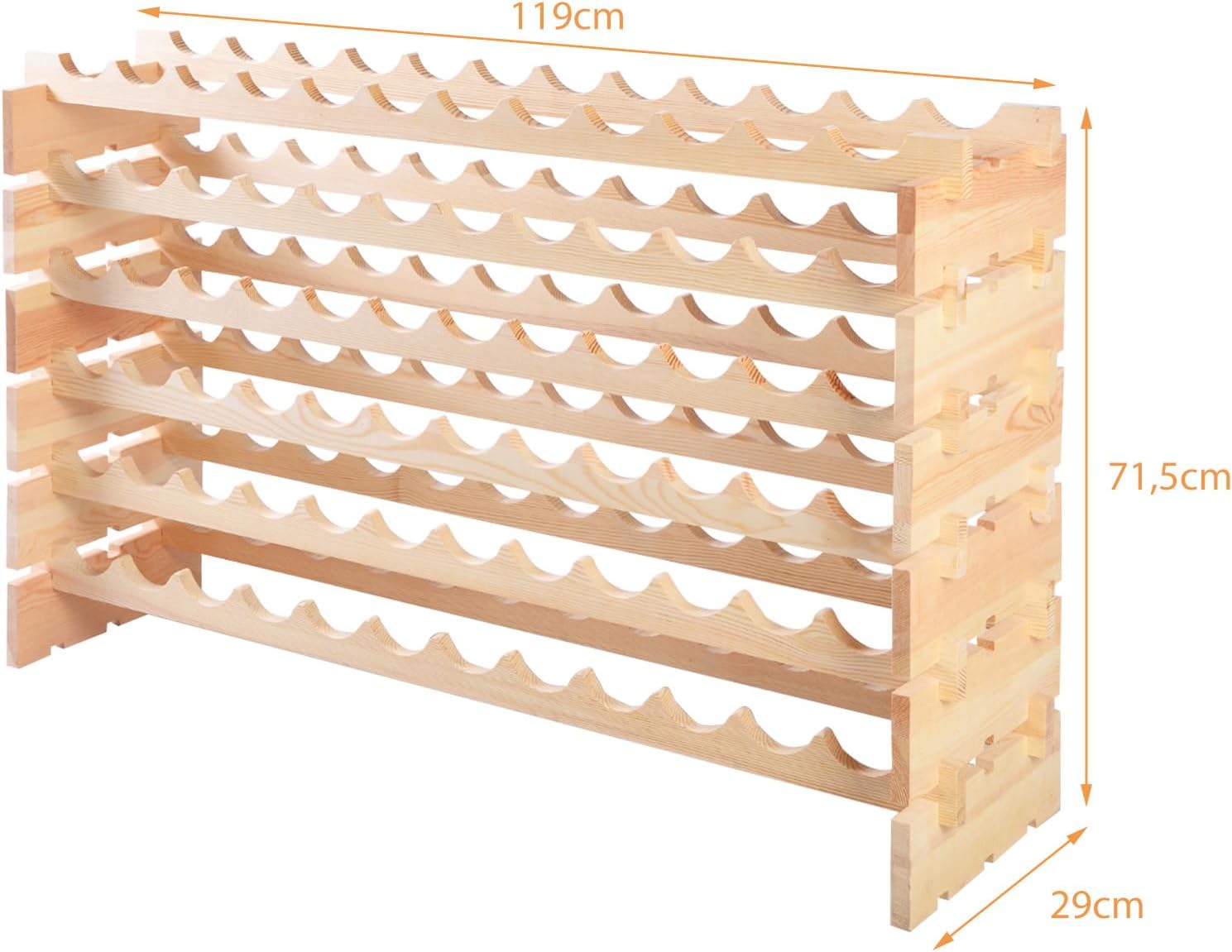 72 Bouteilles Étagère à Vin/Porte-Bouteilles 6 Étagères 119 x 29 x 71,5 CM,Range Bouteille en Bois de Pin Massif Caves à Vin pour Cuisine - 6