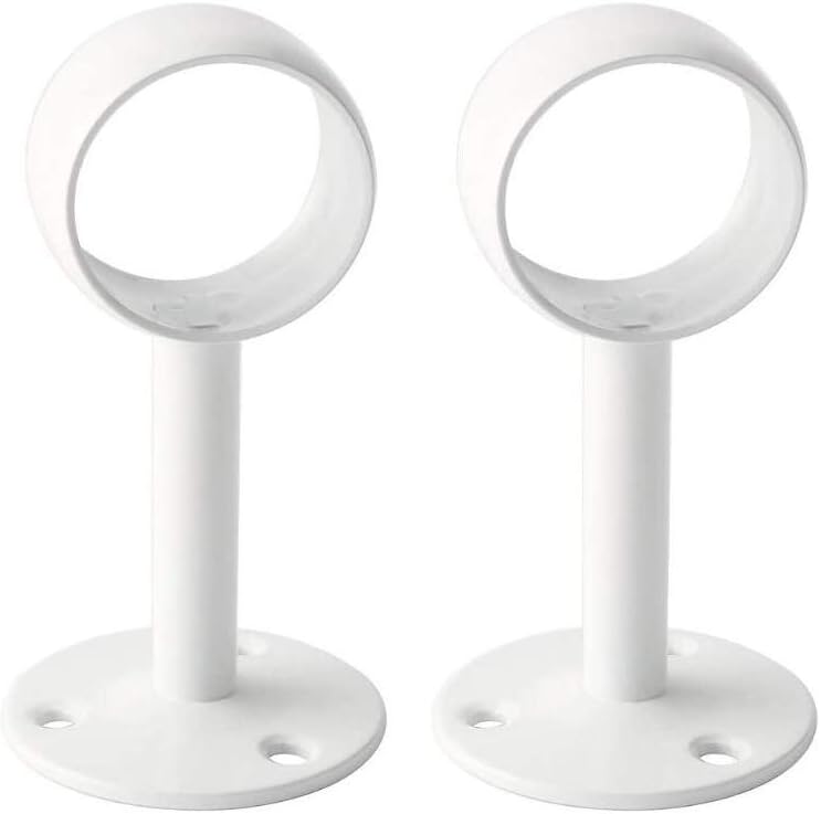 Staffa Per Asta Tenda BTSKY | Confezione Da 3 In Metallo Bianco | Supporto A Gancio Per Aste 25mm Con Viti E Tasselli - 2