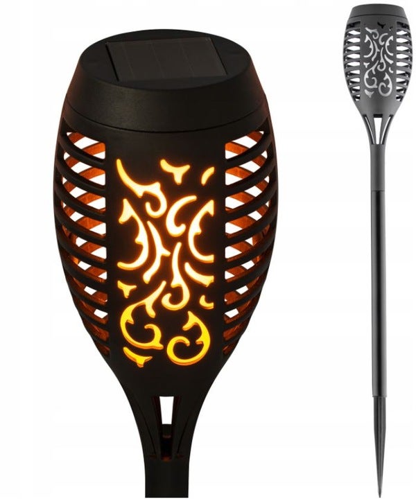 Lampa solarna LED ogrodowa wbijana pochodnia 0.72W 51cm IP44 efekt płomienia czarna MasterLED
