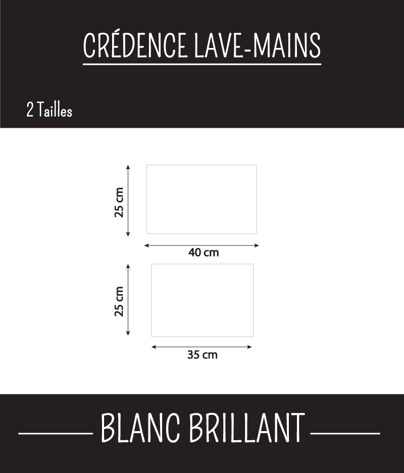 Crédence adhésive Lave-mains BLANC BRILLANT 40 cm x 25 cm Ma Nouvelle Déco - 2