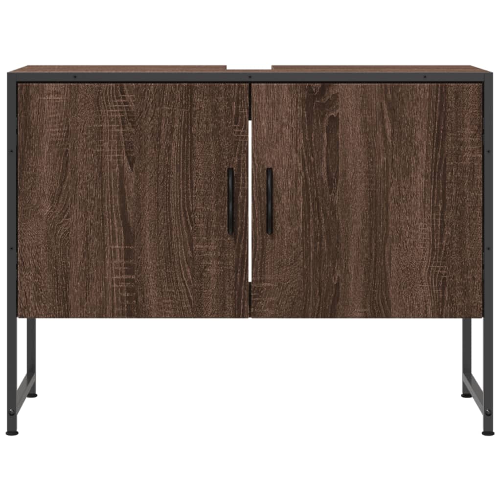 Mueble lavabo de baño de roble marrón de madera de ingeniería - 5