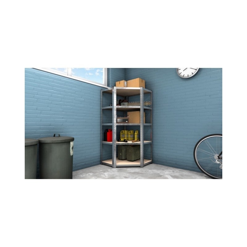 Étagère d'angle polyvalente en métal - Charge lourde Max 750kg - 180 x 90 x 45 cm - Gris - 4