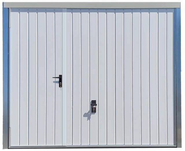 Porte de garage basculante blanc avec portillon gauche l.240 x H.200 cm x Ep.20 mm