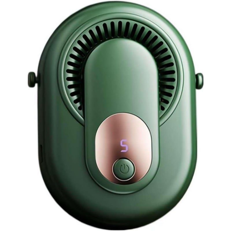 Przenośny wentylator, noszony na pasie, wiszący na szyi, odpowiedni do użytku na zewnątrz i na kempingu (zielony)