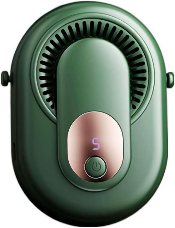 Przenośny wentylator, noszony na pasie, wiszący na szyi, odpowiedni do użytku na zewnątrz i na kempingu (zielony)