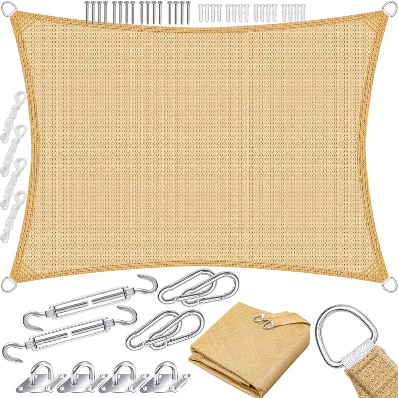 Żagiel przeciwsłoneczny z akcesoriami ochrona przed słońcem wiatrem tkanina HDPE markiza x m markiza warstwami przeszytymi krzyż balkon taras ogrodu