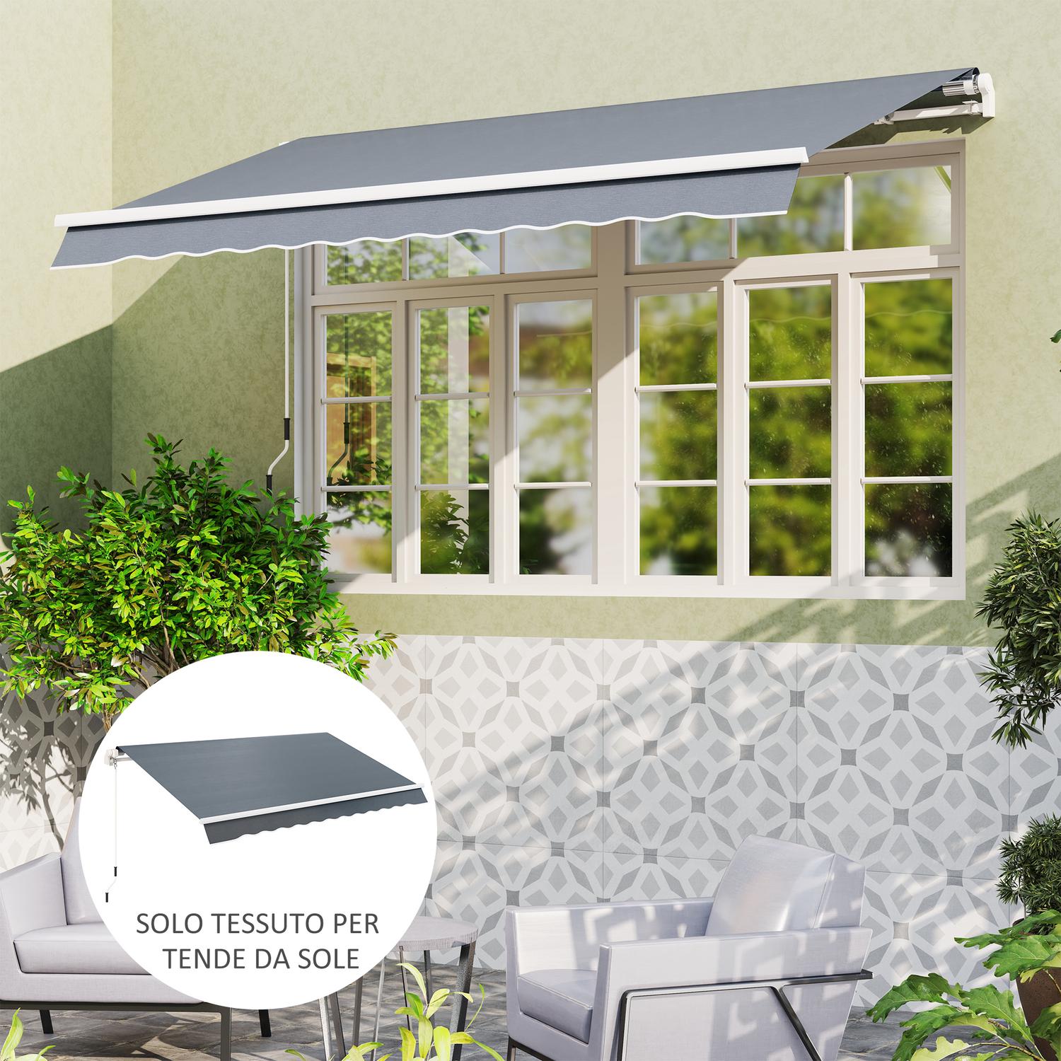 Toile de rechange store rétractable 4x3 m poly. anti-UV 50+, gris - 7