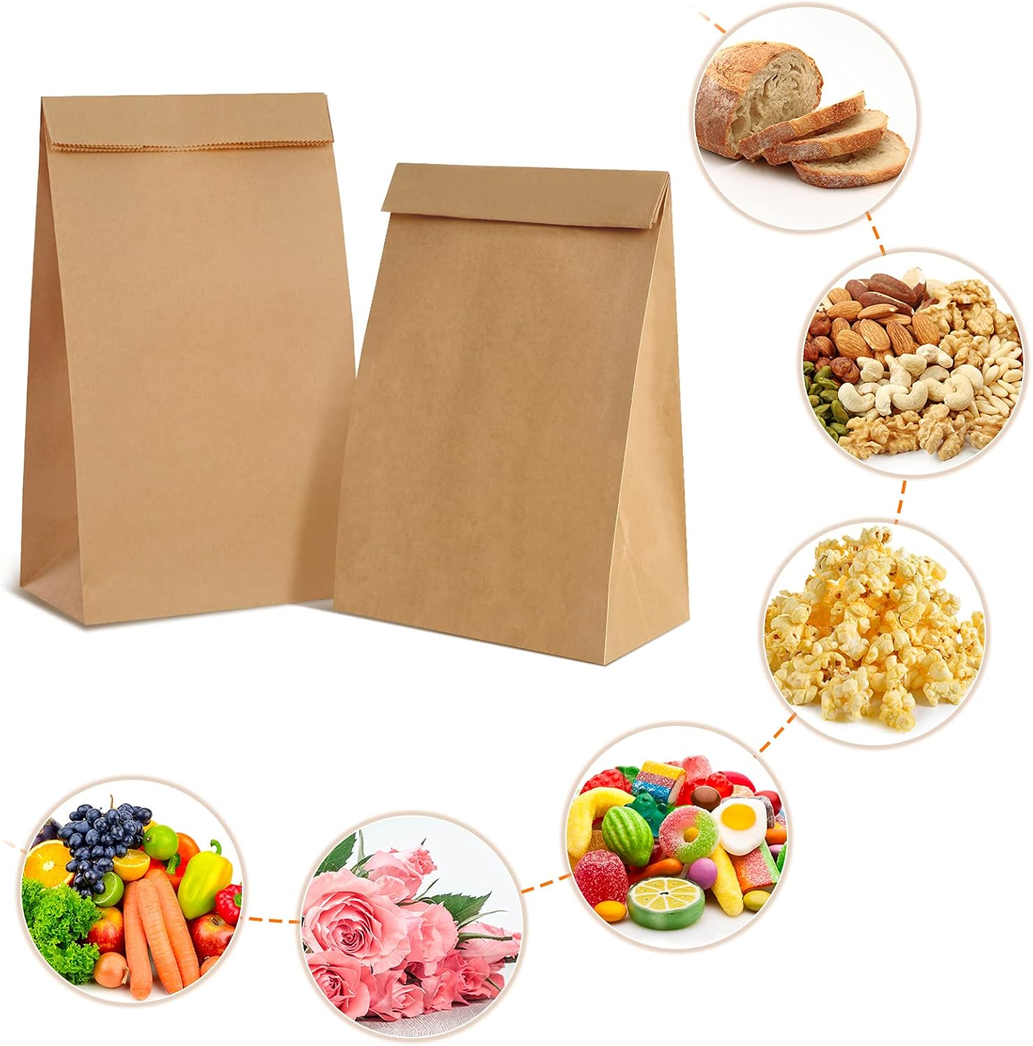 50 dużych torebek z papieru pakowego 30,5 x 20 x 12,5 cm, torebki prezentowe z papieru pakowego na Boże Narodzenie, imprezy, urodziny, wesela - 3