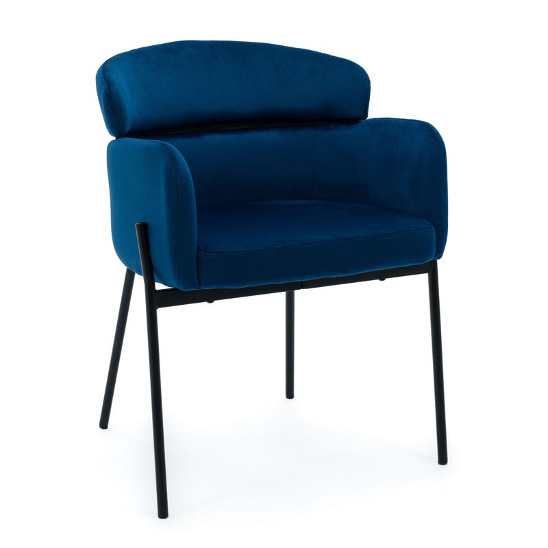 Krzesło tapicerowane welurowe do salonu jadalni BOLZANO granatowe