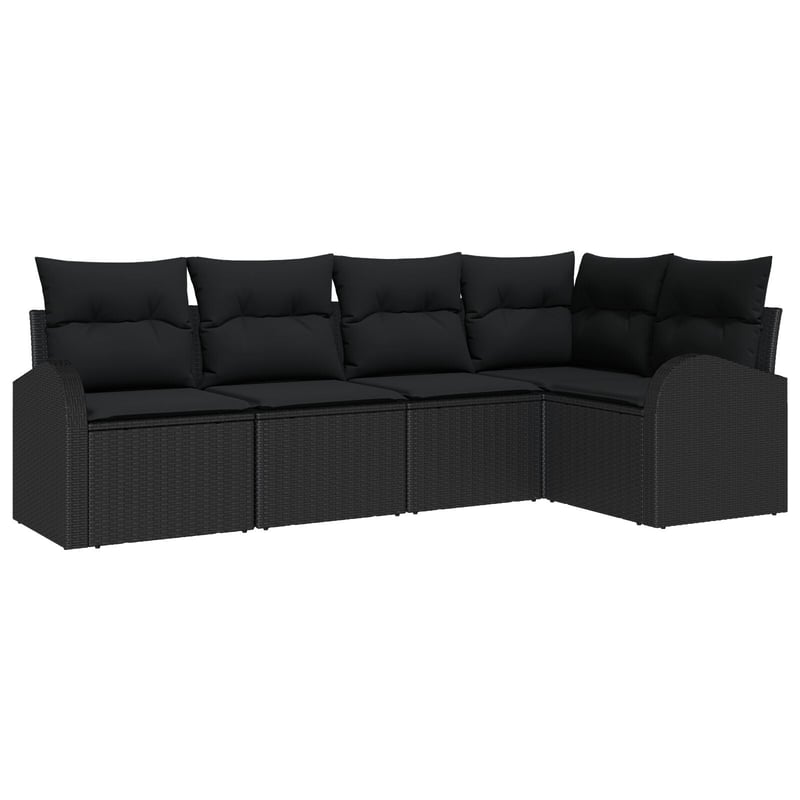 Zestaw Sof z poduszką z przechowywaniem 5 pcs Czarny polirattan vidaXL