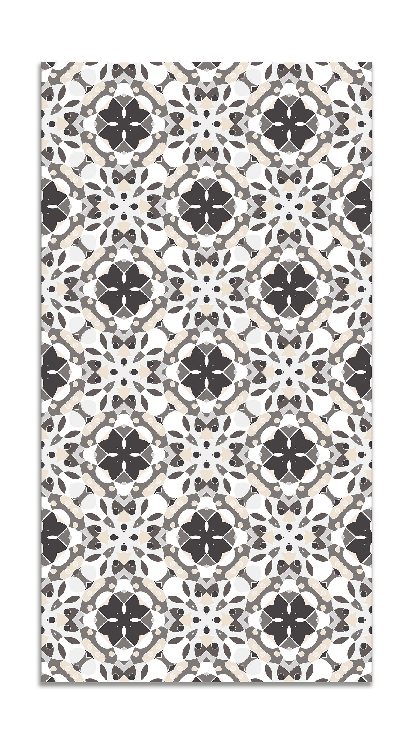 Panorama Tapis du Sol - Modèle Mosaïque Hydraulique Orientale Gris 60x200 cm - Tapis Vinyle de Cuisine, Chambre