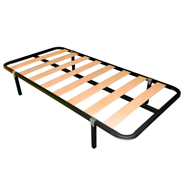 Base de cama 105x190 cm com 6 pés - tubo de aço 30x30 mm, reforço central, ripas de álamo e pintura metálica