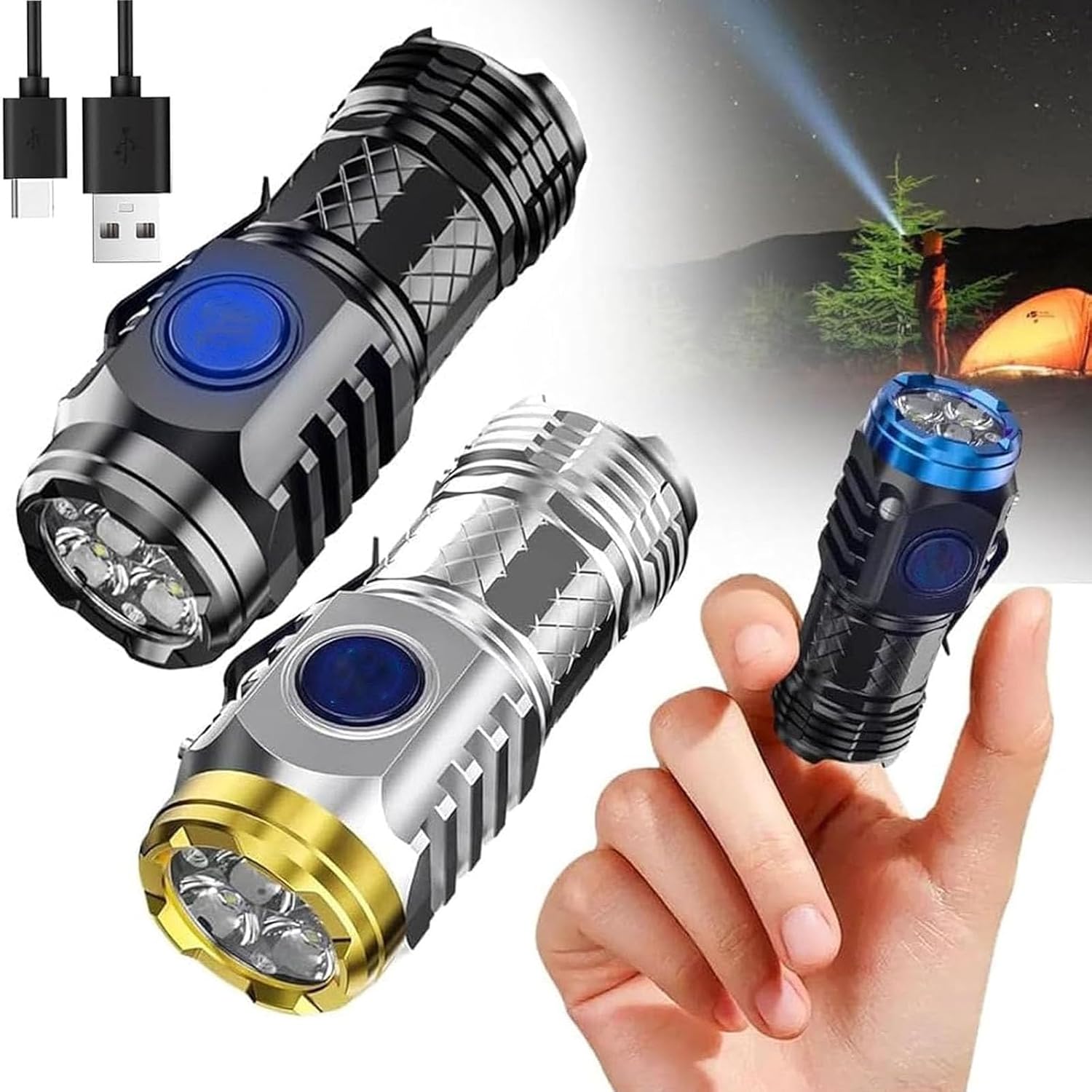 Mini Latarki Kciukowe, Latarka Potwór Trzyoki, Latarka Kieszonkowa, Przenośna Mini Latarka LED z Podstawą Magnetyczną, 2 sztuki