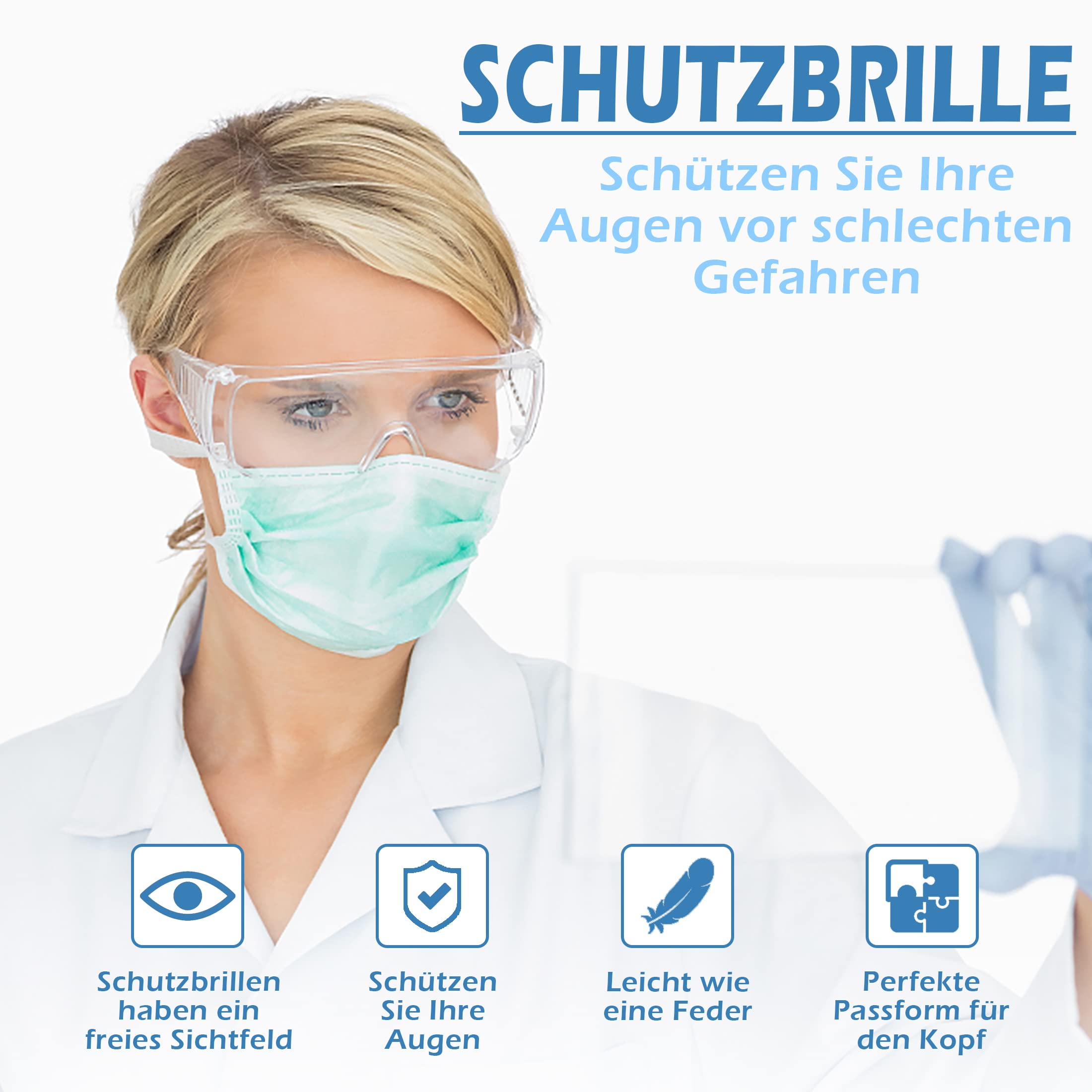 5 Pièces Lunettes de Sécurité Anti-Poussière et Anti-Buée pour Usage Quotidien, Bricolage, Laboratoire, Soudage, Meulage - 2
