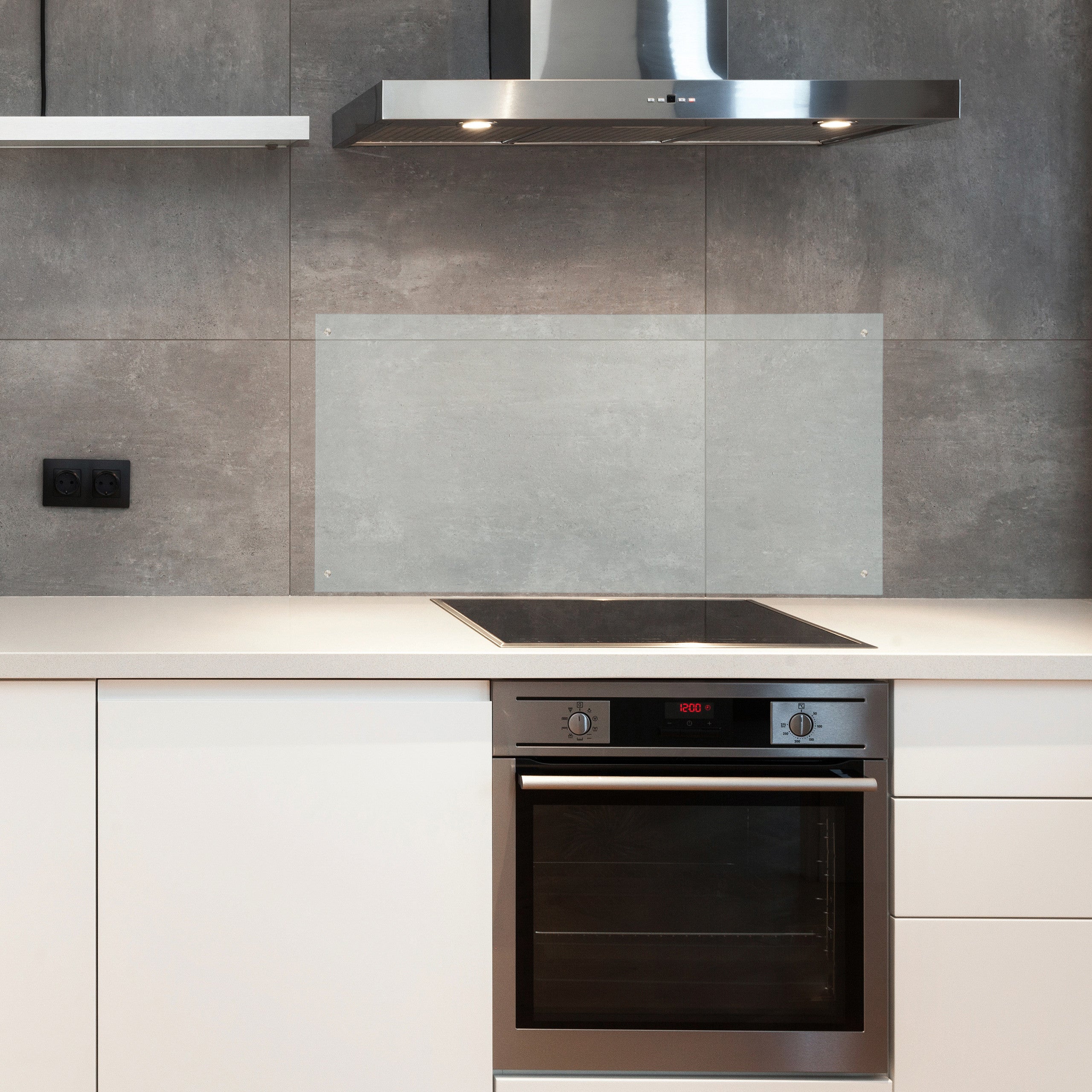 crédence de cuisine, verre, contre éclaboussures, fond de hotte 100 x 50 cm, montage mural, transparent, Relaxdays - 2