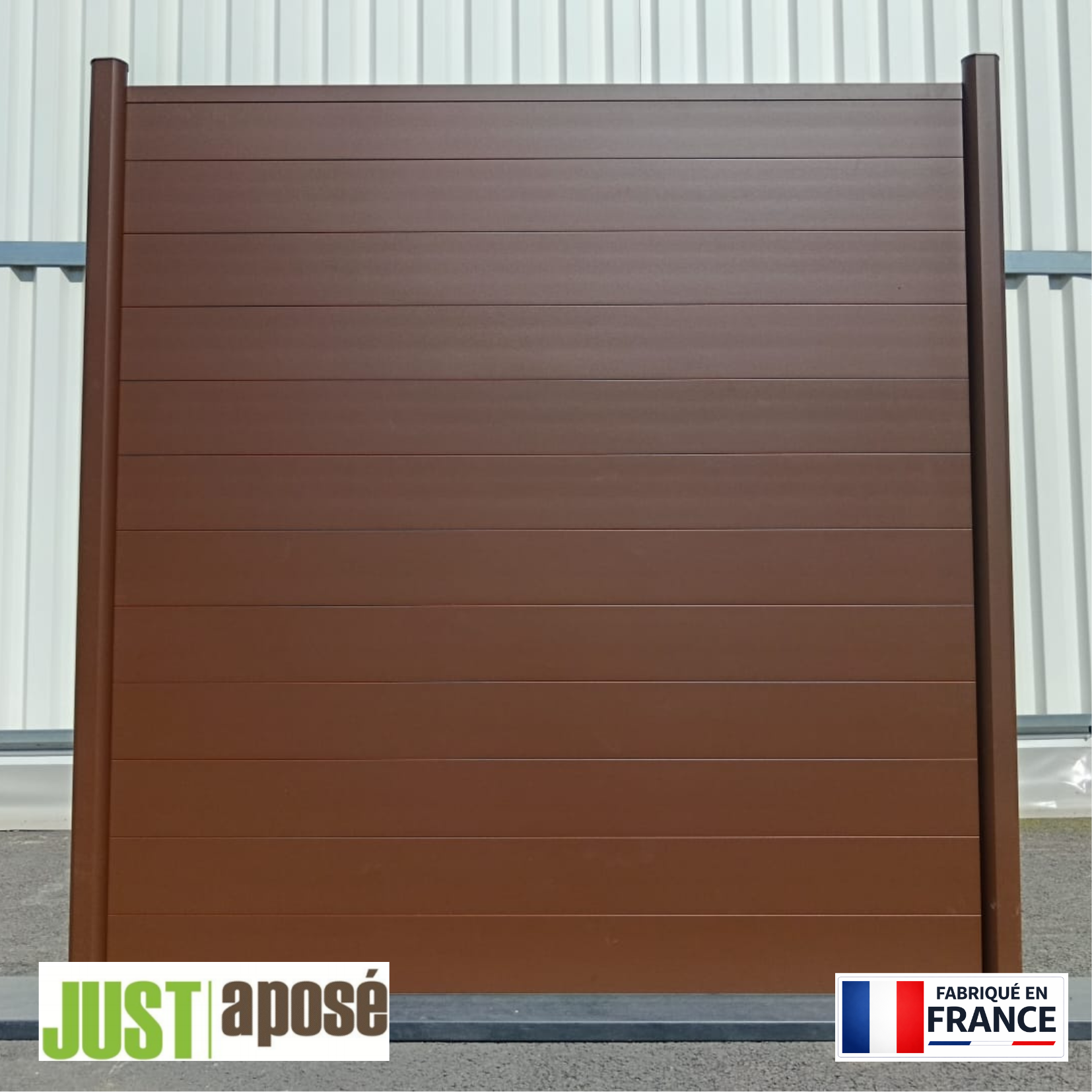 Kit complet clôture aluminium - 3 panneaux complets - 5,40 x 1,80 m - Prêt à poser - Marron - 5
