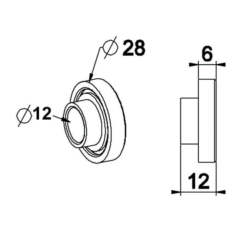 Roulement à palier lisse Ø ext. 28 mm Ø int. 12 mm - 2
