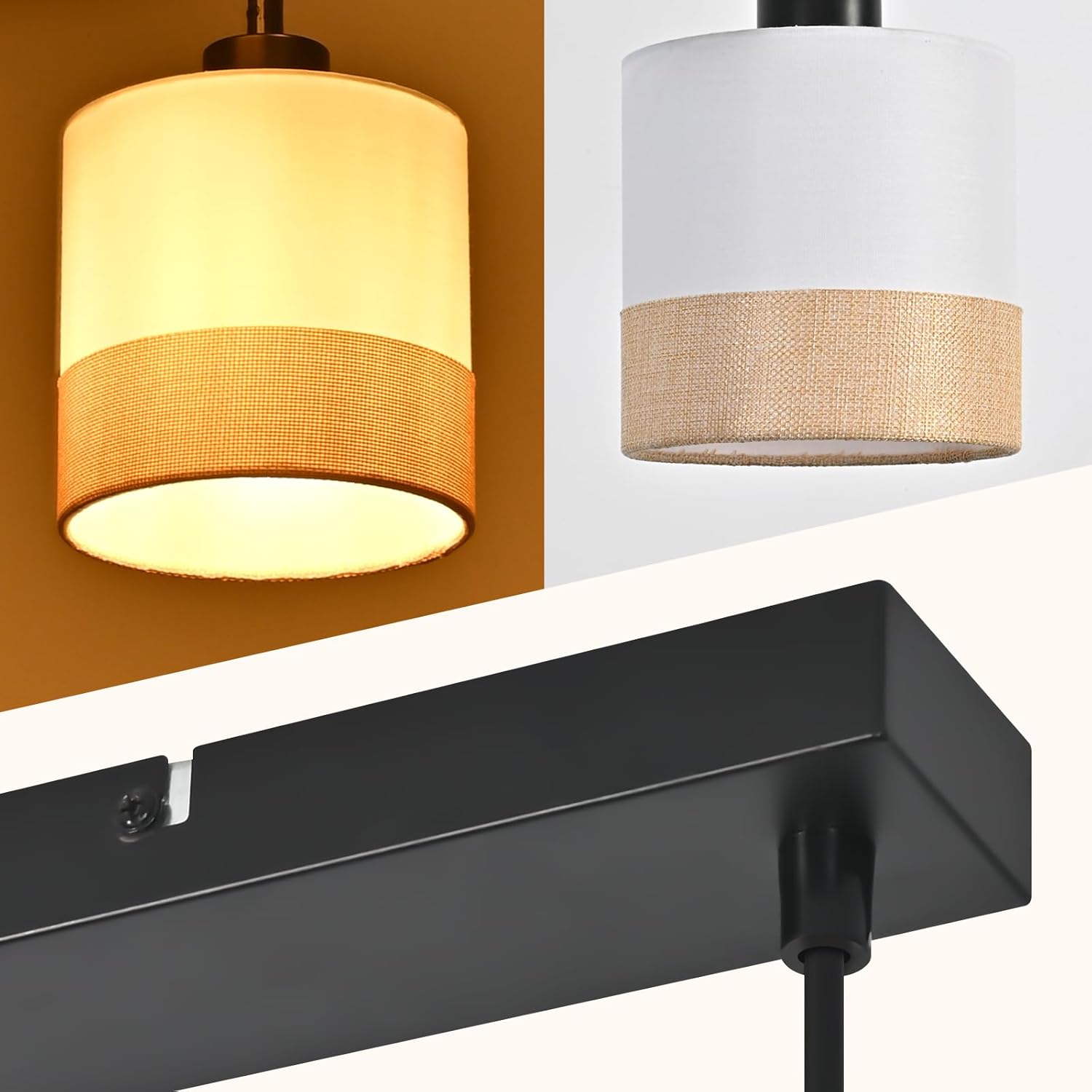 ZMH Lampa wisząca nowoczesna E27 biała 3 płomienna do salonu bez żarówki - 3