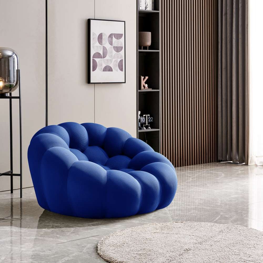 Divano Lazy oversize, design in tessuto mesh 3D, divano da terra moderno senza montaggio per soggiorno e ufficio - 5