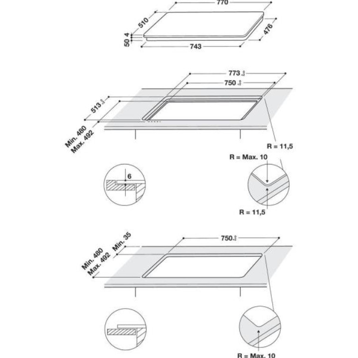 Whirlpool WL B2977 NE Table de cuisson à induction encastrable 77 cm 4 feux Noir - 10