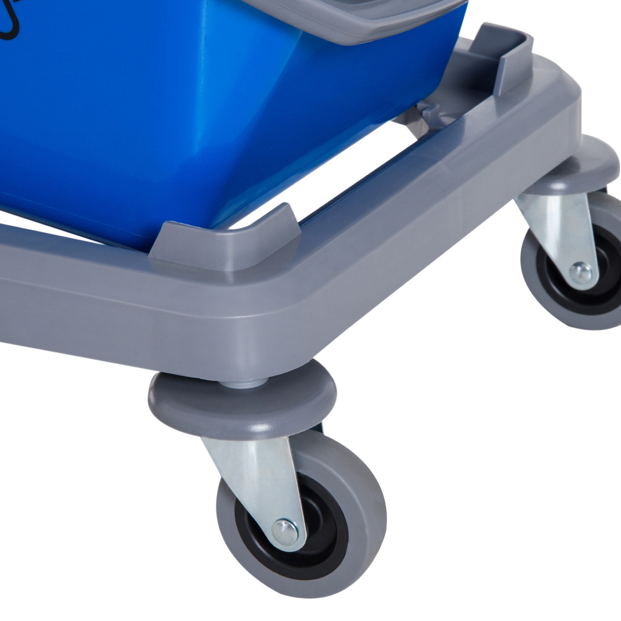 Chariot de lavage - chariot de nettoyage - HOMCOM - professionnel presse mâchoire 2 seaux 25 L mobile - plastique - gris bleu rouge - 9
