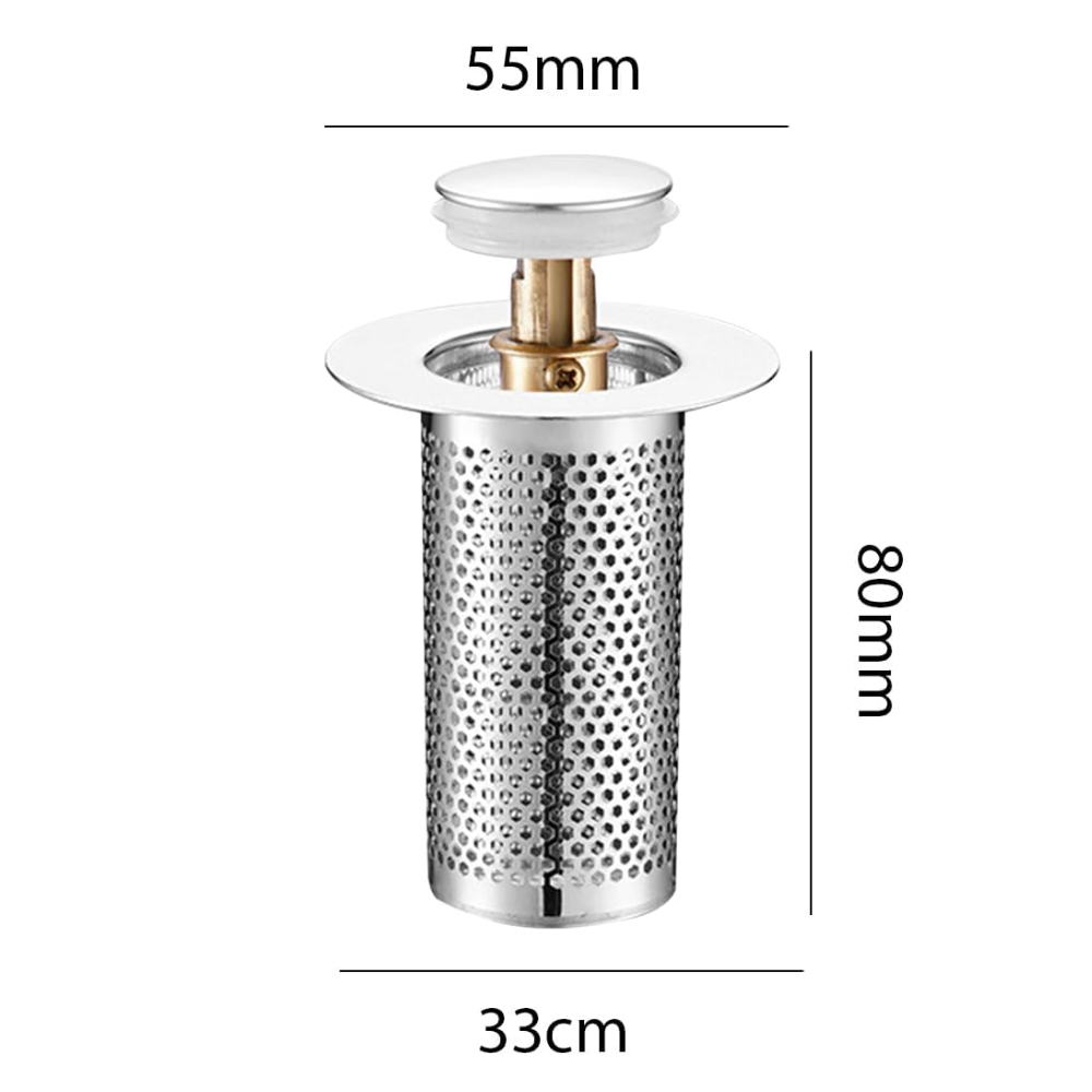 Crépine d'évier en acier inoxydable, bouchon de vidange d'évier à poussoir, longue, 1 pièce - 2