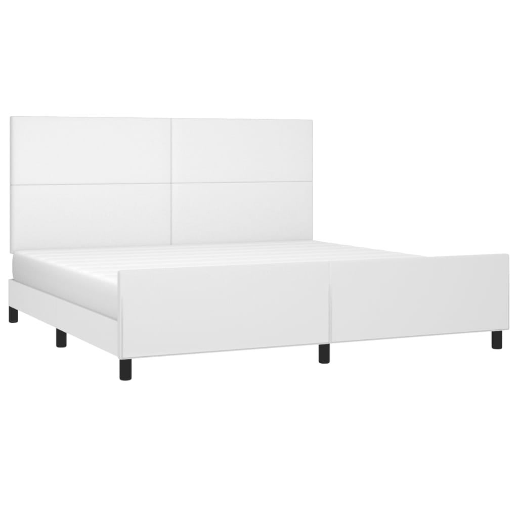 Maison Exclusive - Estrutura cama c/ cabeceira couro artificial 200x200 cm branco - 3